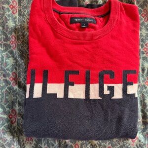 Tommy Hilfiger Red and Black Men's Sweater